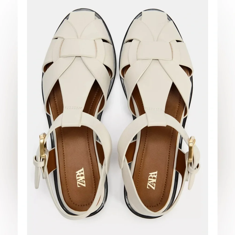 ZARA FLAT FISHERMAN SANDALS NWT 7.5 (38) - Picture 3 of 13